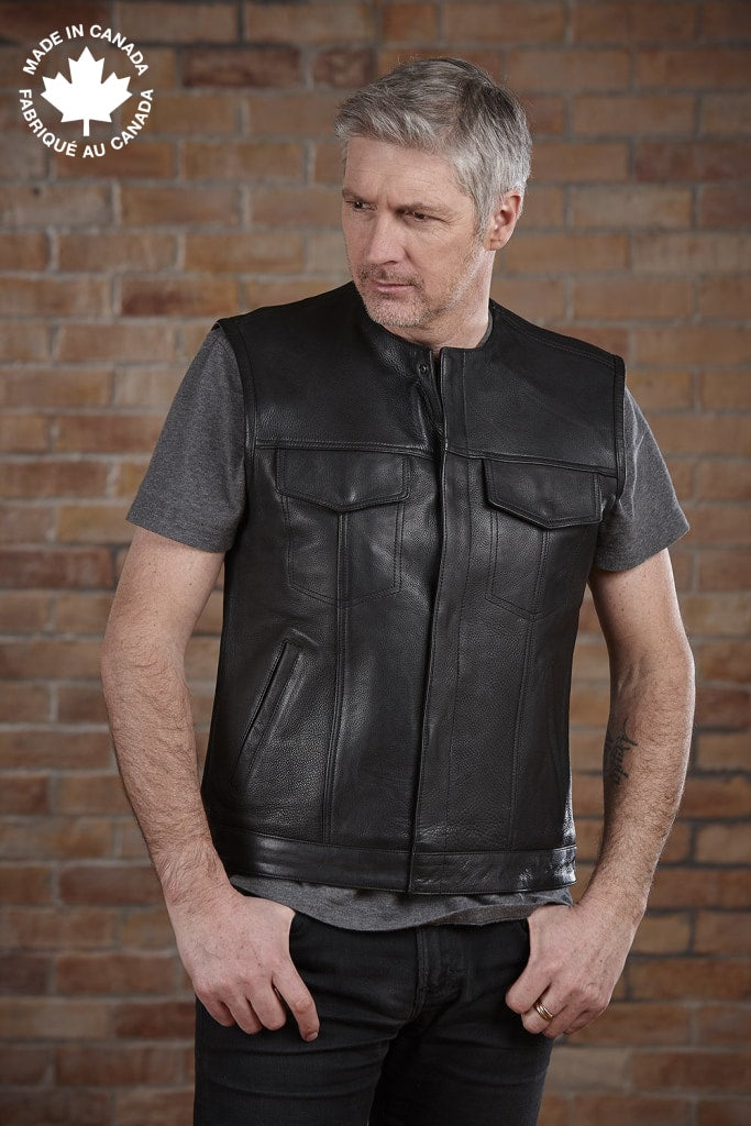 Black Leather Vest for Men